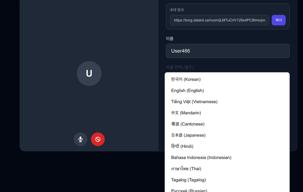 Pre-join settings screen